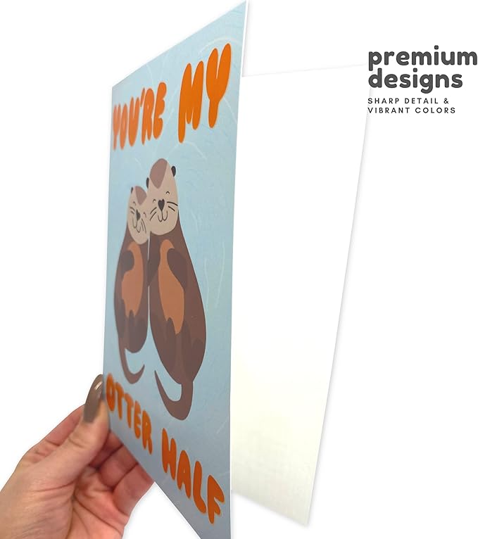 Sleazy Greetings Anniversary Card For Boyfriend Girlfriend Husband Wife Fiance | Romantic Birthday Card For Him Her | Cute Valentine's Day Card | You're My Otter Half Card