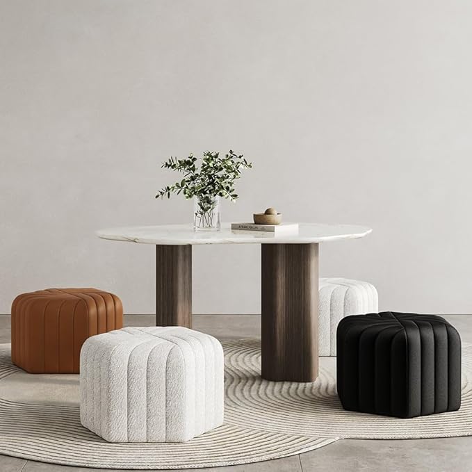 homary 18.5" Hexagonal Pouf Ottoman Upholstered, Velvet Footrest Rest Stools Modern Sofa Footrest Entryway Shoe Changing Stool, Low Coffee Table Footstool for Living Room/Bedroom/Entrway-Black