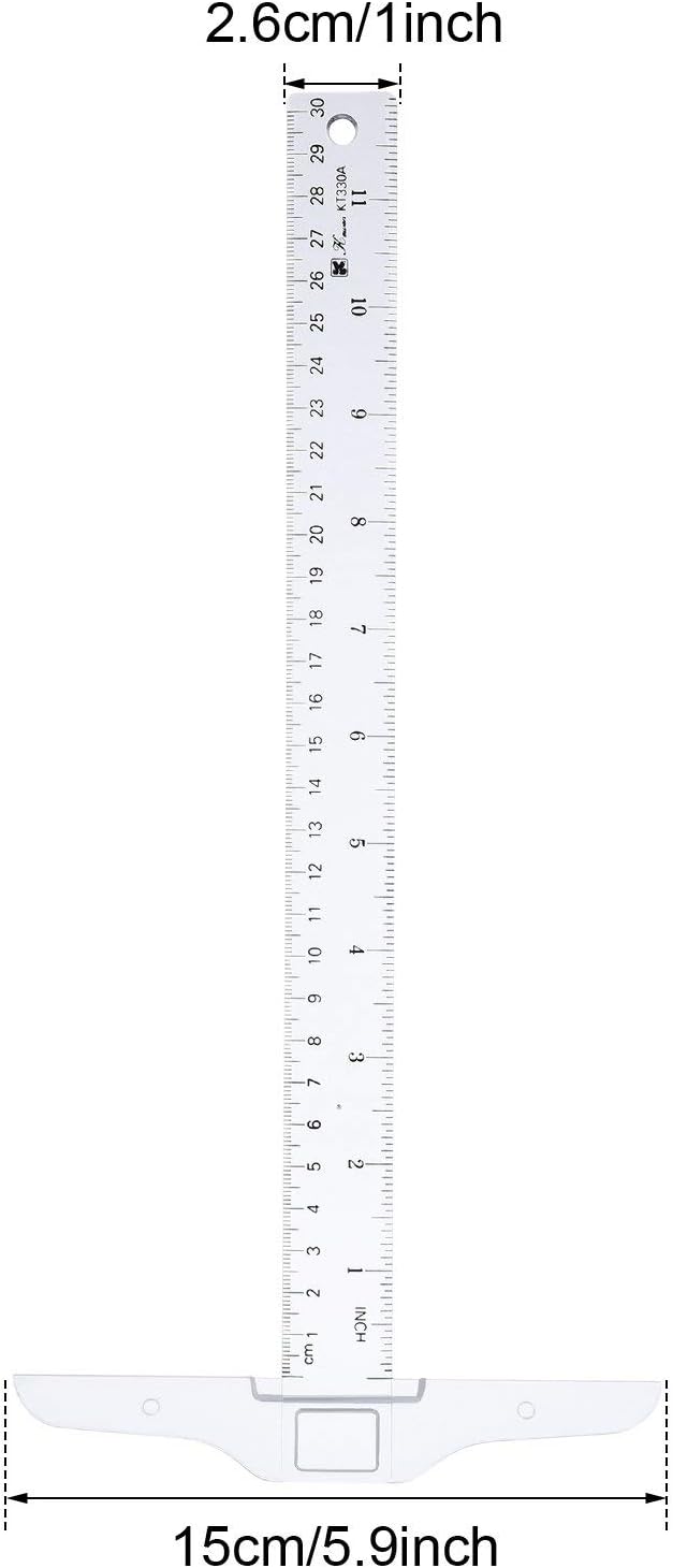Pangda 12 Inch/ 30 cm Junior T-Square Plastic Transparent T-Ruler for Drafting and General Layout Work (1)