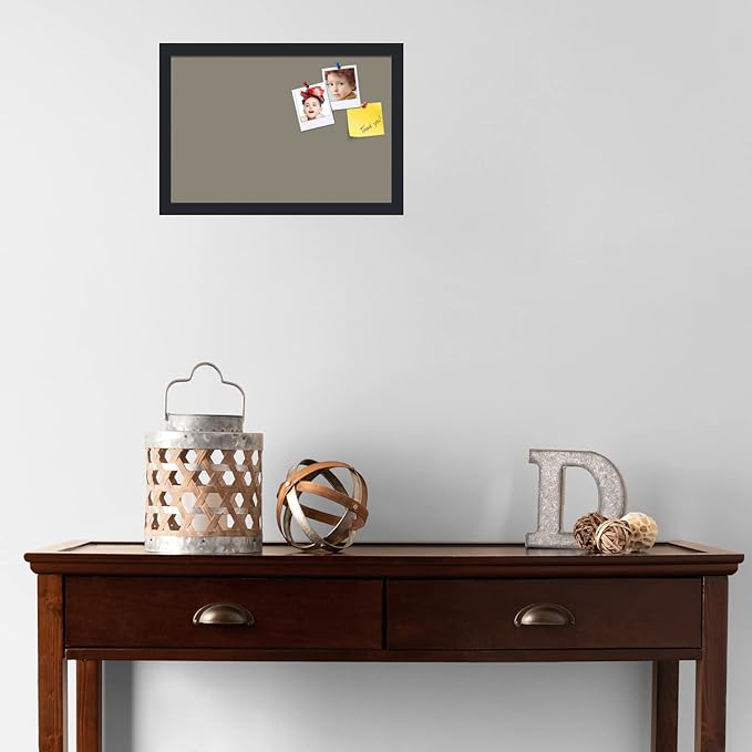 PinPix 18x12 Inch Cork Bulletin Board. This Decorative Framed Pin Board Comes with Pewter Design and a Satin Black Frame. Ideal for Home Office Decor or Message Board (PinPix-1812)