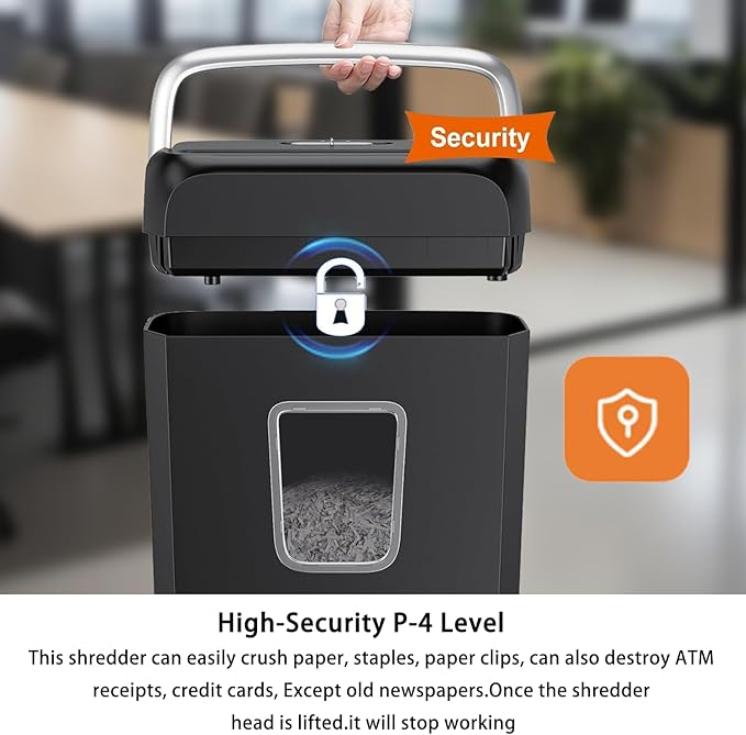 Bonsaii Paper Shredder for Home Office, 6-Sheet Cross-Cut, Shreds Paper, Credit Cards, Mail, Staples & Clips, 3.4-Gallon Clear Bin with Handle