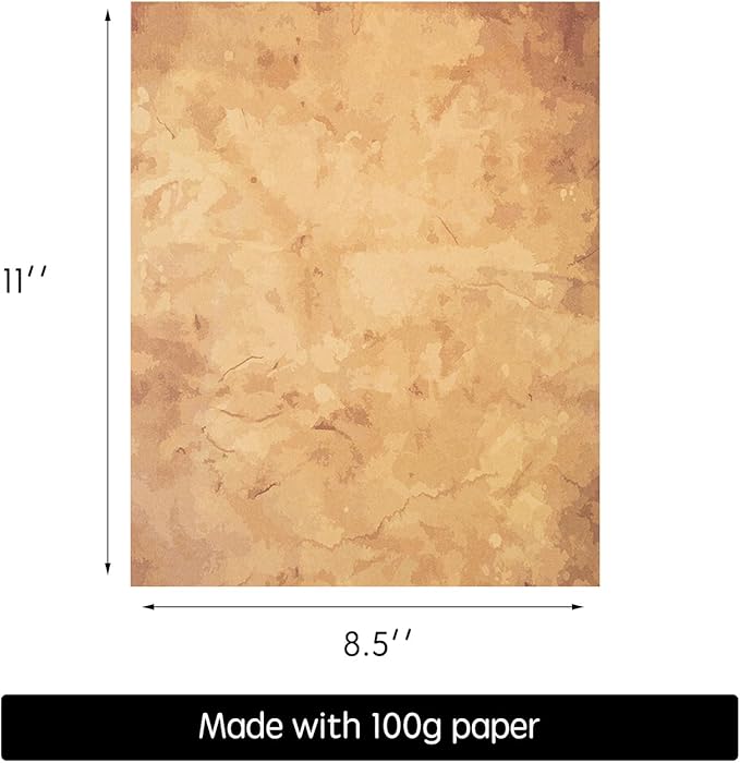 50 Pack Decorative Vintage Paper | Vintage Stationary Paper | Use for Creating Vintage Letters, Timeless Writing, Drawing, Sketches | Ink Jet and Laser Printer Friendly | 8.5 x 11 Inches 50 Sheets