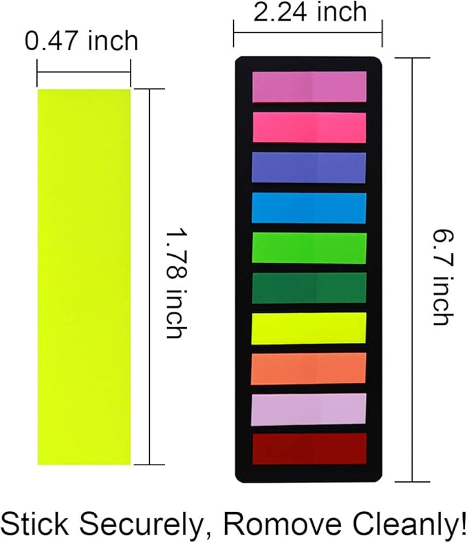 KICNIC Page Markers Sticky Index Tabs, Arrow Flag Tabs Colored Sticky Notes for Page Marker Bookmarks [10 Primary Colors, 750 Pieces] Sticks Securely, Removes Cleanly