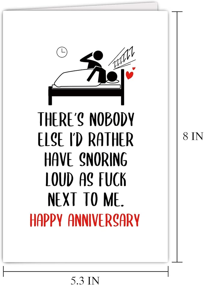 Funny Anniversary Card for Husband Wife, Humorous Snoring Anniversary Card, Cute Anniversary Card for Him Her