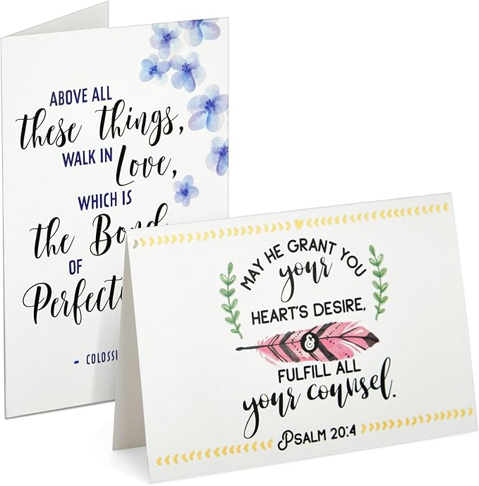 Faithful Finds 120 Pack Christian Greeting Cards Bulk with Envelopes, Religious Encouragement Scripture, 20 Inspirational Bible Verse Designs (4x6 In)