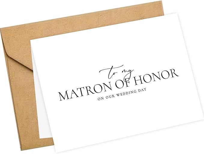 LADY&HOME To My Matron Of Honor On My Wedding Day Card,Bridesmaid Thank You Card Wedding Day Bridesmaid Proposal (Black Foil,Matron)