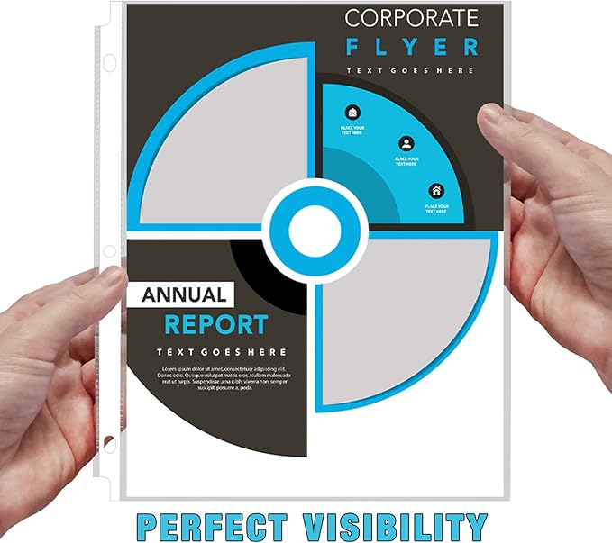 VST Sheet Protectors 8.5 x 11 Inches Crystal Clear Page Protectors for 3 Ring Binder, Medium Weight Plastic Sleeves, Top Loading Paper Protector Acid Free, Letter Size, Dry Erase Pocket, 50 Sheets