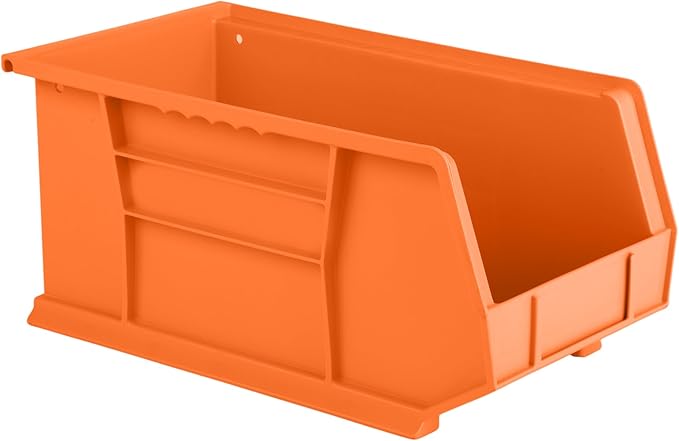 Hudson Exchange 15" x 8" x 7" Plastic Stackable Storage Bin and Hanging Container (Orange, 1 Pack)