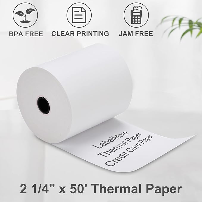 LabelMore 2-1/4" X 85' Thermal Receipt Paper, Credit Card Paper Rolls Thermal, Cash Register Roll, Premium Pos Thermal Printer Paper (200 Rolls)