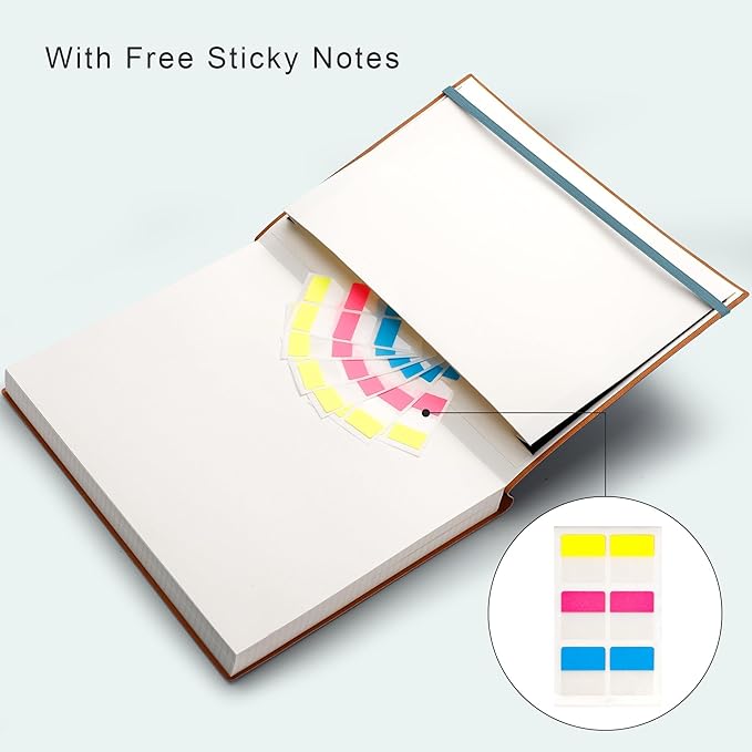 EMSHOI A4 College Ruled Notebook Journal- 400 Pages (200 sheets), 7mm Spacing & Vegan Leather Cover for Work, School, Bible Study, Bullet Journaling- with Sticky Notes, Pocket & Pen Holder - GrayBlue