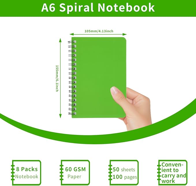 Spiral Notebook 4Pack Pocket Notebook 4.2"x 6.1" Pocket Notepad Small Notebook (8Pack Spiral Notebook)