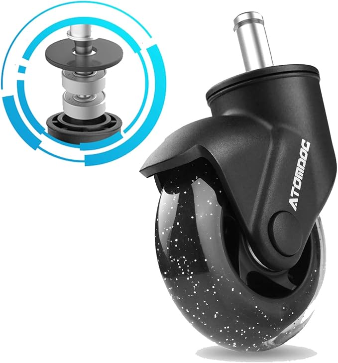 Office Chair Caster Wheels, 3" Newly Lightweight Caster Wheels & Revolutionary Swivel Vertical Axle, Safe Protection for All Floors Including Hardwood, Set of 5