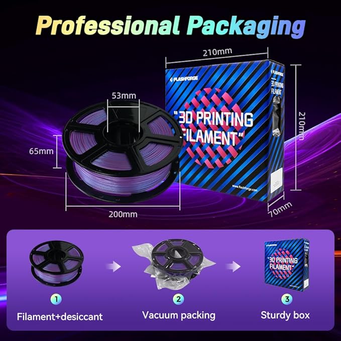 FLASHFORGE Chameleon Gradient Rapid PLA Filament Blue & Pink, High Flow Speedy Filament 1.75mm Max 500mm/s Fast Printing, Displays Shimmering Effects from Various Angles and Light