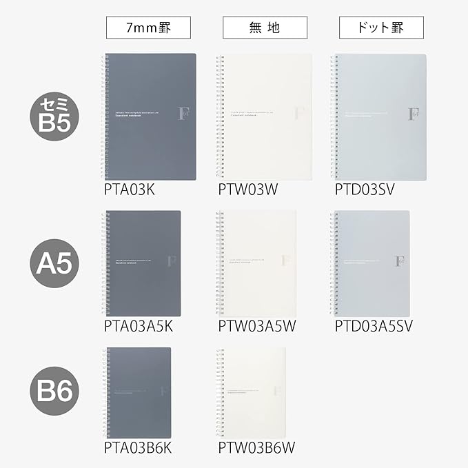 Kyoku PTW03A5W FOBCOOP Plain Ring Notebook, White