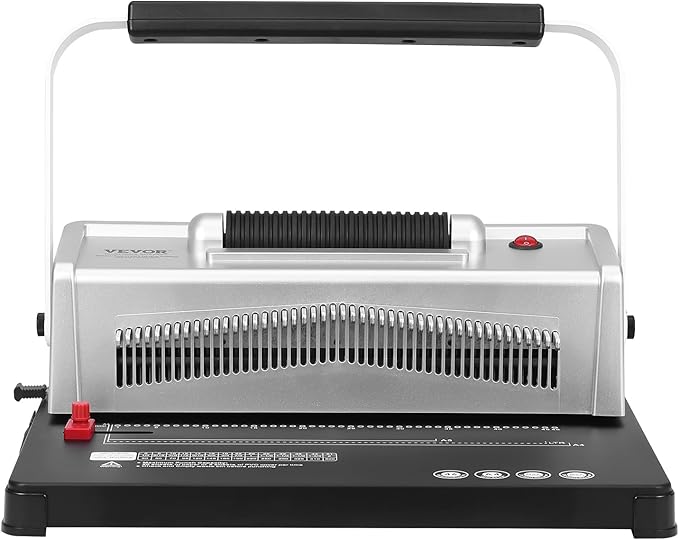 VEVOR Coil Spiral Binding Machine, Manual Book Maker with Electric Binding, 46-Holes Binding 500 Sheets Punch Binder, with 100pcs 5/16'' Coil Binding Spines, for Letter Size, A4, A5