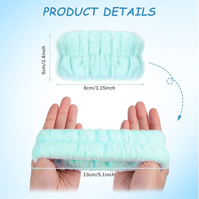Chuangdi 4 Pairs Wrist Bands for Washing Face Wrist Spa Microfiber Wash Towel Band Scrunchies Absorbent Wristbands Sweatband for Women Prevent Liquid from Spilling