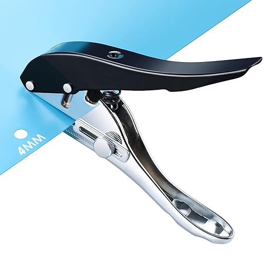 Single Hole Punch - Heavy Duty Paper Puncher for Tags, Cards, Plastic, Cardboard - Portable Hand Held