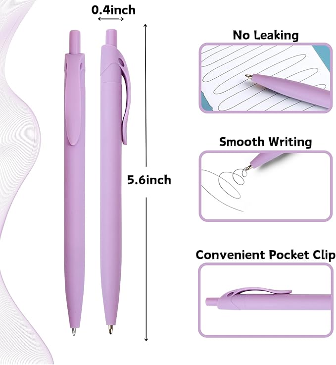 BallPoint Pens, 50 Pack (BLACK Ink), Bulk Pens, Purple Barrel,Click Pens for Office Home and School, Retractable Ballpoint Pens, Medium Point, 1.00MM (Purple)