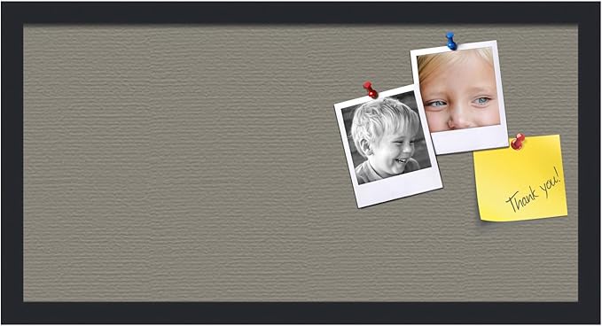 PinPix 24x12 Inch Cork Bulletin Board. This Decorative Framed Pin Board Comes with Pewter Design and a Satin Black Frame. Ideal for Home Office Decor or Message Board (PinPix-1812)