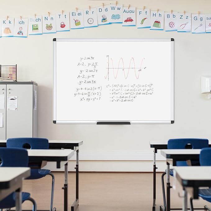 VIZ-PRO Magnetic Dry Erase Board, 36 X 24 Inches, Silver Aluminium Frame