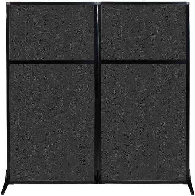 Versare Workstation Partition | Portable Wall Divider | Modern Office Cubicle | Free Standing Privacy Screen | Flexible Work Space | 66" x 70" Black Fabric Panels