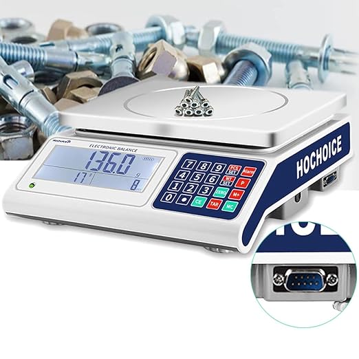 Digital Counting Scales Grams Industrial Scale 33lbs×0.0011lb-15kg x 0.5g High-Precision Electronic Gram Scale with RS232 Port for Connecting Computer or Printer