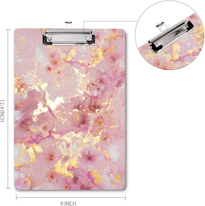 WAVEYU Cute Clipboard, Decorative Office School Fashion Hardboard Wood Nursing Clip Board for Standard A4 Letter Size for Students, Women,12.5"x 9", Colorful