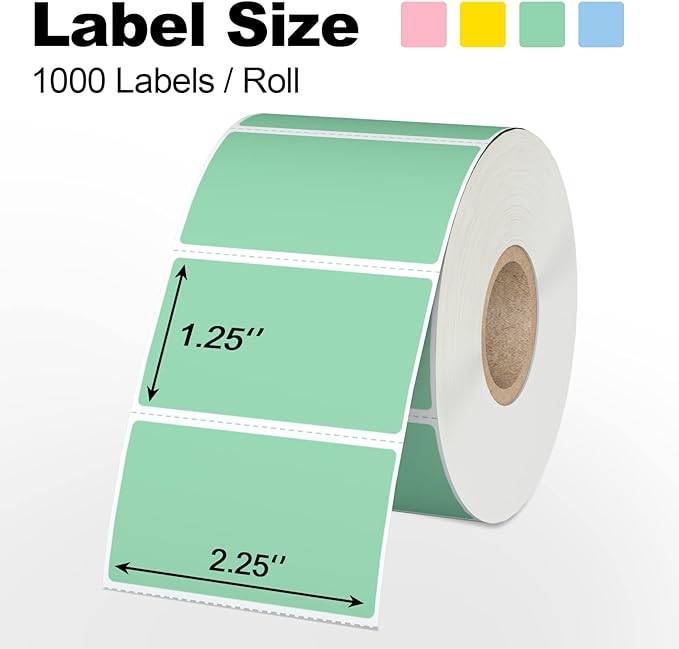 Misofuki 2.25x1.25 1000 Yellow Rectangular Direct Thermal Labels, Compatible with Zebra, Rollo, Munbyn