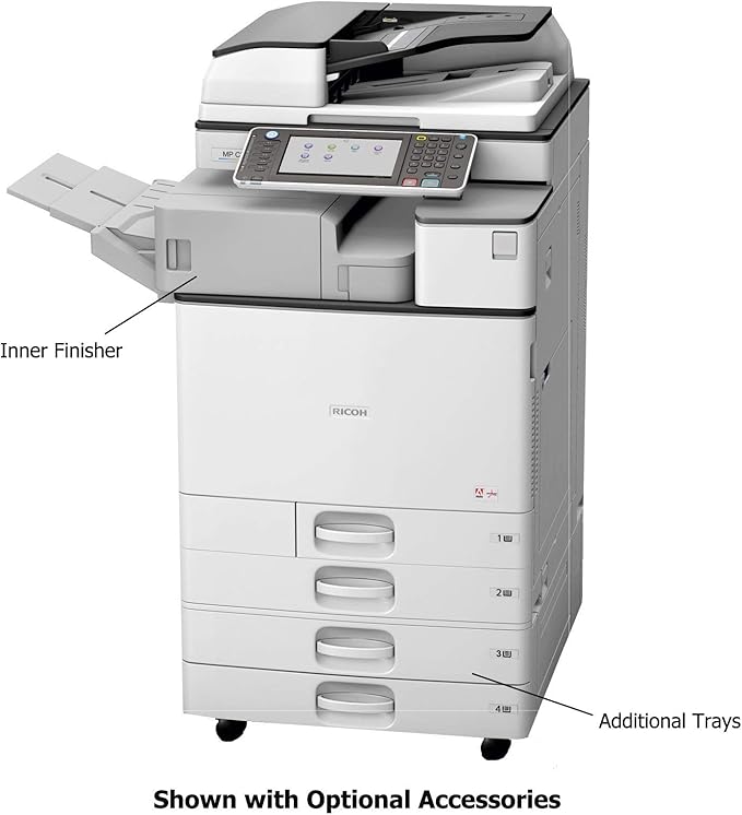 Renewed Ricoh Aficio MP C5503 Color Multifunction Copier - A3, 55 ppm, Copy, Print, Scan, SPDF, 2 Trays with Stand (Renewed)