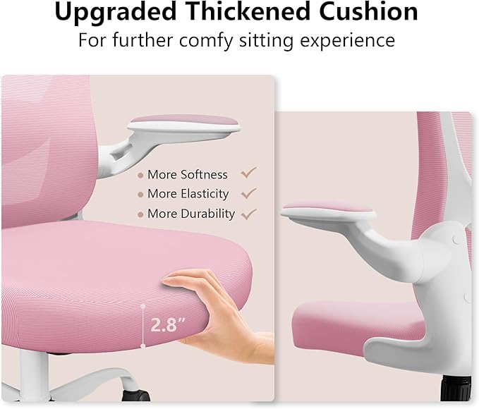 Ergonomic Office Chair, Comfort Swivel Home Office Task Chair, Breathable Mesh Desk Chair, Lumbar Support Computer Chair with Flip-up Arms and Adjustable Height