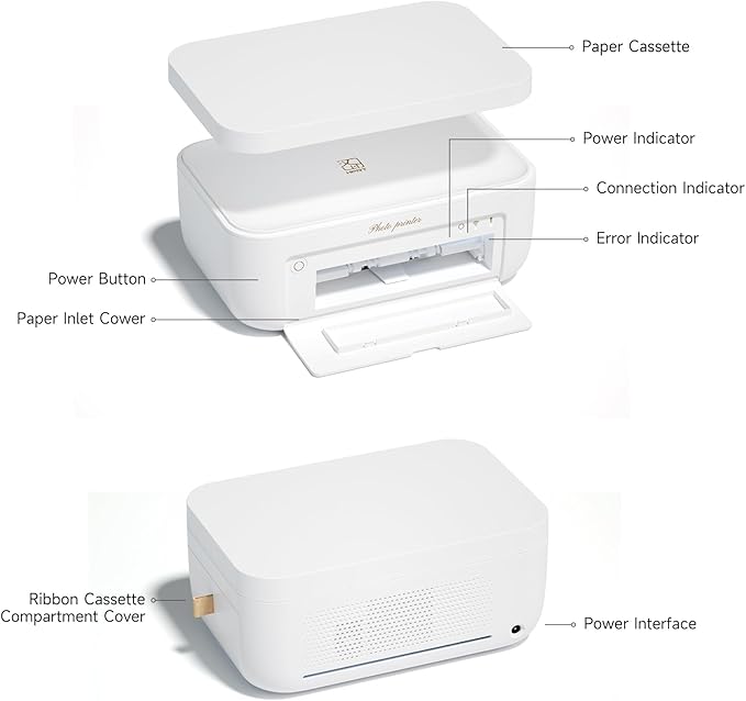 HPRT Photo Printer 4x6 with 108 Sheet Photo Paper& 2 Ribbon, Instant Picture Printer for iPhone, Smartphone, Thermal Dye Sublimation, WI-Fi Connnecting, Home Use, White
