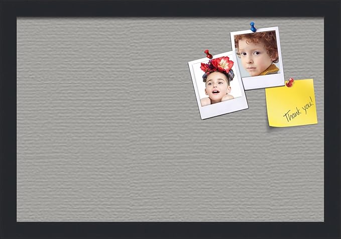 PinPix 18x12 Inch Cork Bulletin Board. This Decorative Framed Pin Board Comes with Dark Stone Design and a Satin Black Frame. Ideal for Home Office Decor or Message Board (PinPix-1808)
