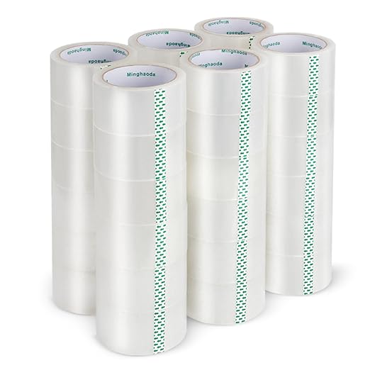 Clear Packing Tape (36 Rolls), Heavy Duty Packaging Tape for Shipping Packaging Moving Sealing, 2 inches Wide, 65 Yards Per Roll
