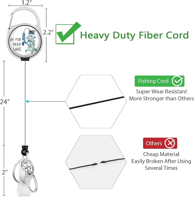 Funny Respiratory Therapist Badge Reel Holder Retractable Heavy Duty with 360° Swivel Carabiner Clip, RT Inhale RRT Badge Reel, Nurse Badge Holder Retractable Clip, Respiratory Therapist Gifts