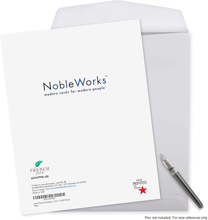 NobleWorks - 1 Jumbo School Teacher Thank You Notecard From US, Everyone w/Envelope (8.5 x 11 Inch) Team Sports Athlete Gratitude, Coaches and Mentor Notecard - Great Coach Thank You J6767TYG-US