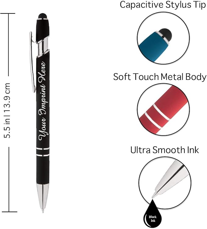 Up to 500 Pcs Custom Pens Bulk | Rainbow of Colors | Soft-Touch Metal Black Ink Personalized with Name or Message (Purple, 100 pcs)