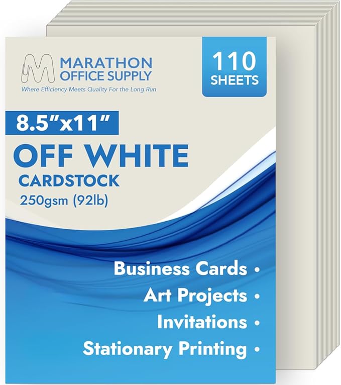 MOS Off White Cardstock Paper - 8.5" x 11" Heavy Card Stock (110 Sheets) - For Crafting, Resume Paper, Business Cards, Invitations, Menus & Certificates - Smooth Finish, Printer-Friendly
