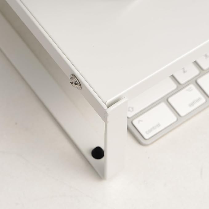 Adjustable Metal Monitor Stand - 11.6"-21.3" Ergonomic Desktop Riser for Computer/Laptop/TV, Heavy-Duty Office Shelf with Space-Saving Design (White)