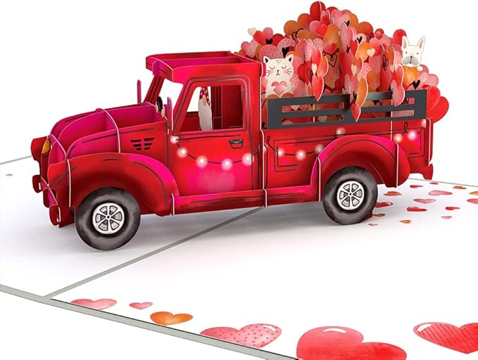 Lovepop Everyday Pop-Up Card for Her, Him, Girls, Boys - 3D Love Greeting Cards - Love Delivery Truck - 5" x 7" - Blank Note Card & Envelope Included
