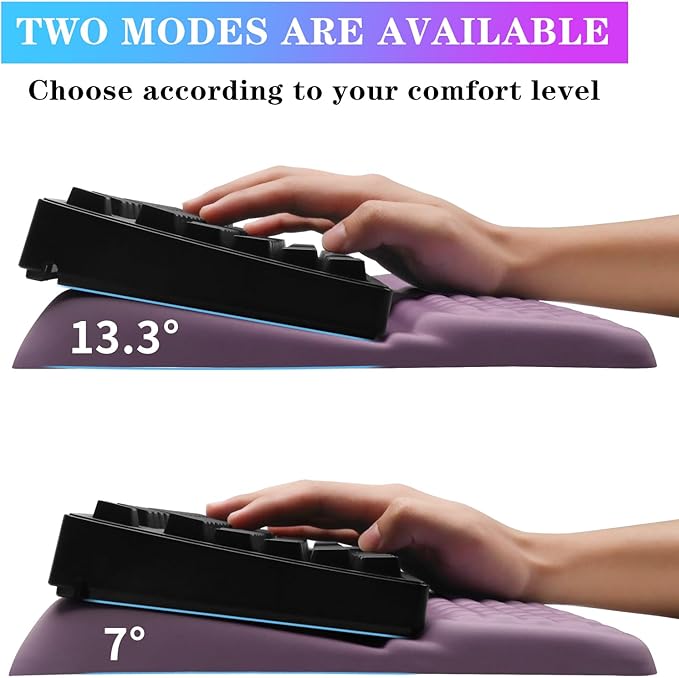 Computer Keyboard Stand with Wrist Rest, Ergonomic Tilted Keyboard Holder - Keyboard Riser with Wrist Pad - Keyboard Tray Support for Office Home - Purple
