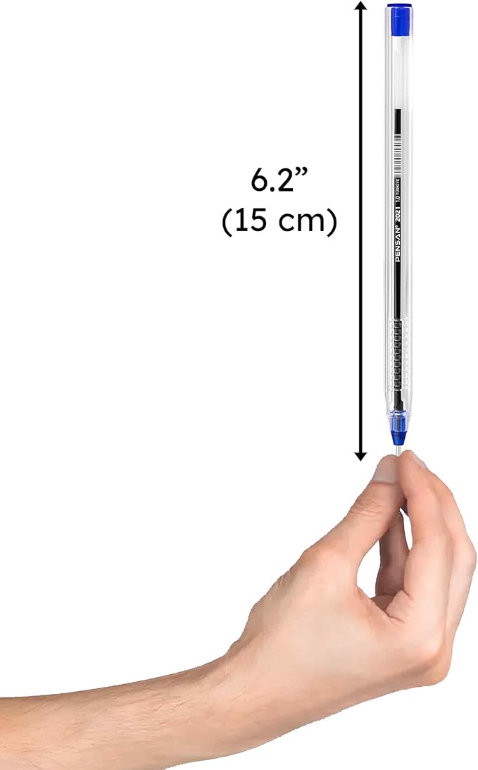 Blue Ballpoint Pens,1.0 mm Medium Point, Blue Pens, Ergonomic Triangle Grip, 50-Count Pack of Bulk Pens
