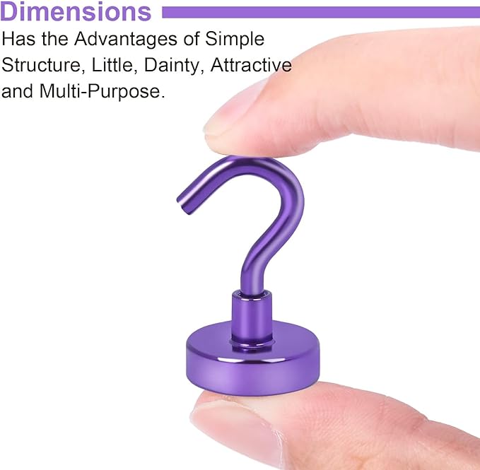 DIYMAG Magnetic Hooks, 30Lbs Strong Heavy Duty Cruise Magnet S-Hooks for Classroom, Fridge, Hanging, Cabins, Grill, Kitchen, Garage, Workplace and Office etc, (20 Pack-Purple)