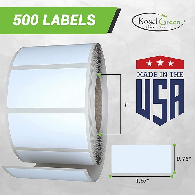 Royal Green Rectangular Small Label Roll 40mm x 19mm Rectangle Stickers in Forest Green (1.57 inch x 0.75) - 500 Pack