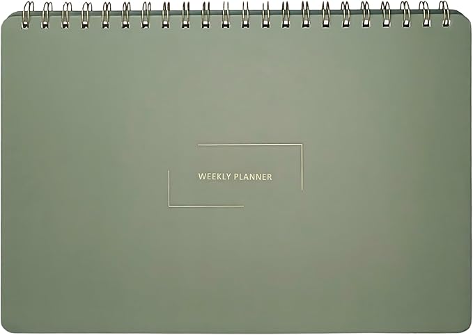 Undated Weekly Planner | 8.25” x 11.75” Work To-Do Notebook | ADHD Academic Organizer | Multi-Layout | Men and Women Planner | College Supplies | Evergreen | Landscape Layout