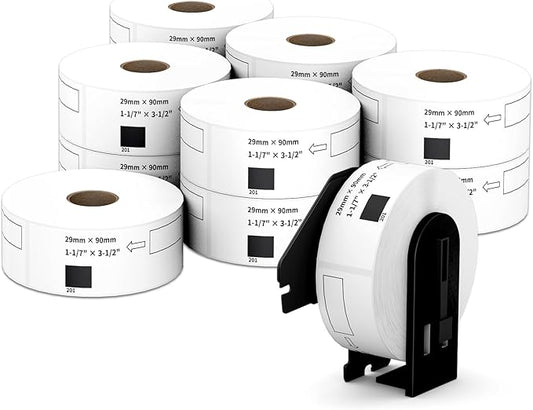 Compatible Standard Address Labels Replacement for Brother DK-1201 (1.1" X 3.5”), Use with Brother QL Label Printers (12 Rolls + 1 Reusable Cartridge, 400 Labels/Roll)