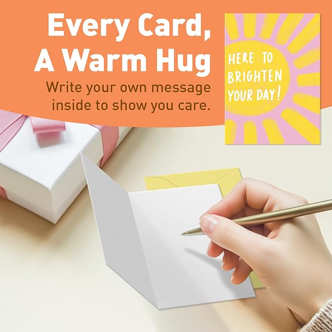 Sweetzer & Orange S&O Fun Thinking of You Cards with Envelopes - Colorful Notes Pack of 24 Box - Blank Inside Encouragement Cards with Covers- Bulk Boxed Greeting sheets in various Designs-4x5.5"