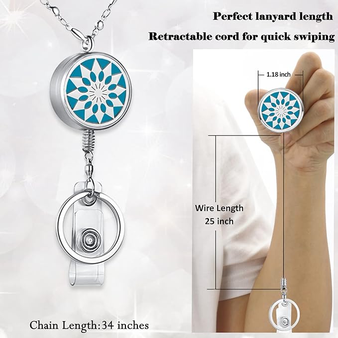 Retractable ID Badge Holder Lanyards for Women Cute Badge Reels Retractable Nurse Accessories for Work Jewelry Essential Oil Necklace Teacher Lanyard Employees Appreciation Gifts Sunflower