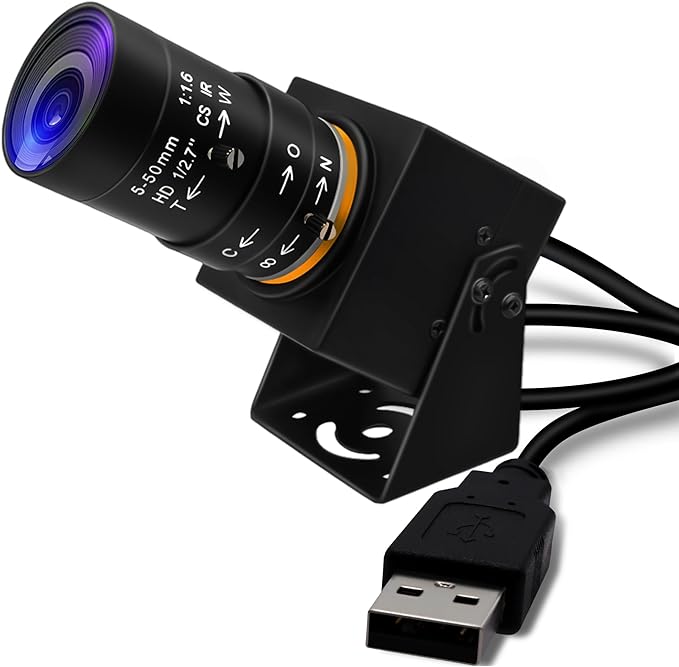 SVPRO 2MP Global Shutter USB Camera 90FPS High Speed Camera with 5-50mm Zoom Lens,Manual Focus Webcam for Glof Swing,10X Optical Zoom Industrial Video Camera USB Plug and Play for Computer