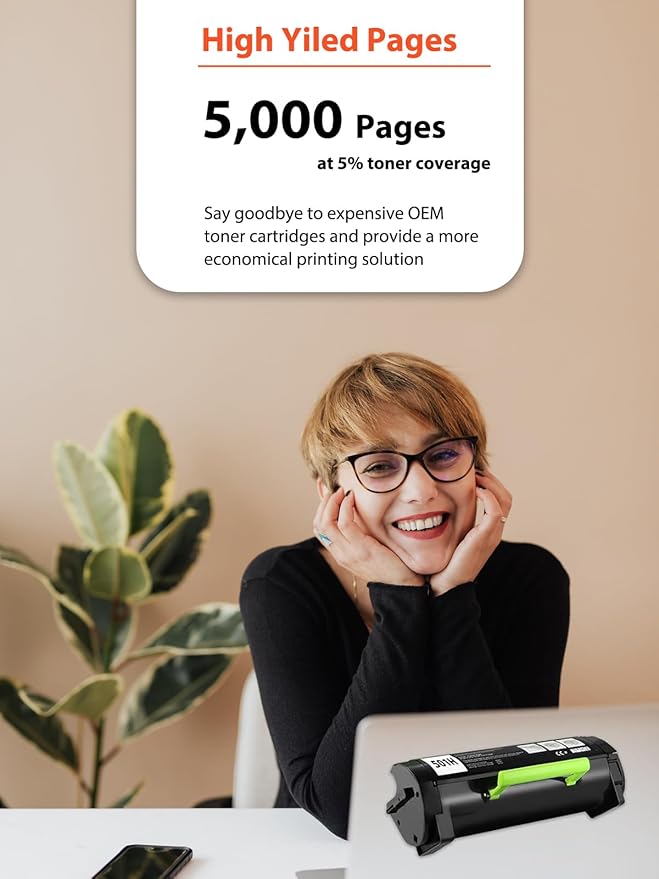 50F1H00 501H Toner Cartridge Compatible Replacement for Lexmark 501H 50F1000 for MS310dn MS312 MS410dn MS510dn MS610dn MS312dn MS315dn MS415dn(5,000 Pages 2 Pack Black)