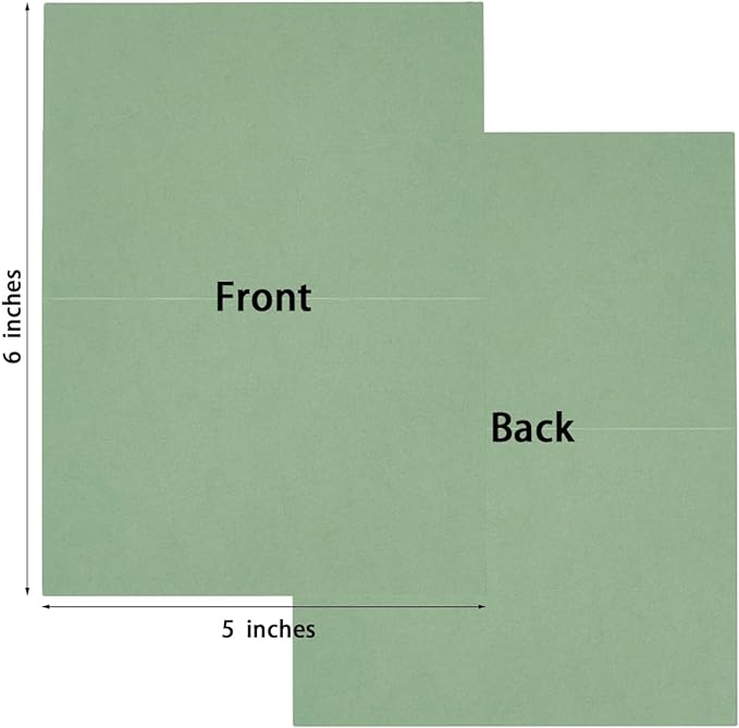 50 Pack Blank Cards Folded Cardstock Thank You Blank Greeting Cards for Invitations, Wedding, Greeting Cards, All Occasion DIY, 3x5 Folded Cards Sage-Green